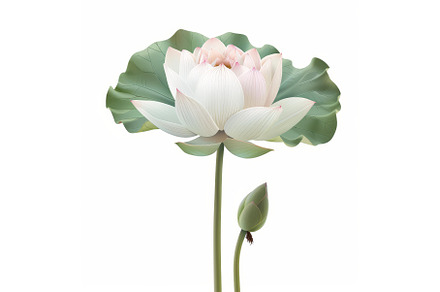 Blooming white lotus flower with