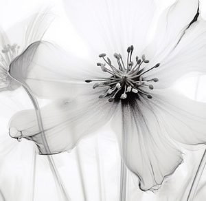 Intricate X-Ray Art of Black and White Wildflowers