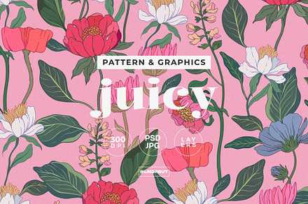Juicy Botanical Pattern and Graphics