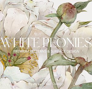 White Peonies Watercolor Collection