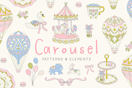 Carousel & Balloon patterns, clipart