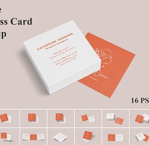 Square Business Card Mockup Bundles